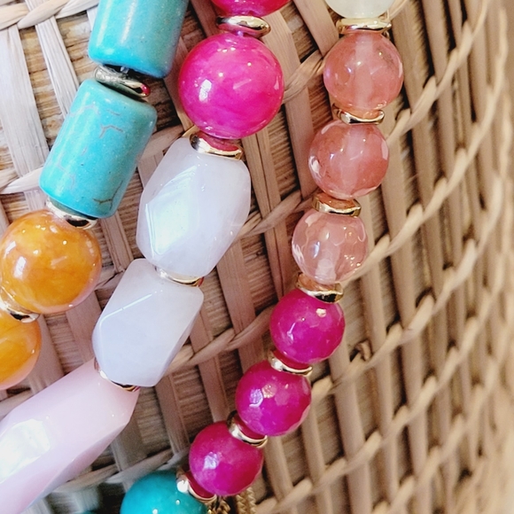 NWT ❤️ Tommy Bahama Semi Precious Stone-Multi-Color Tassel Statement Necklace - Picture 6 of 11